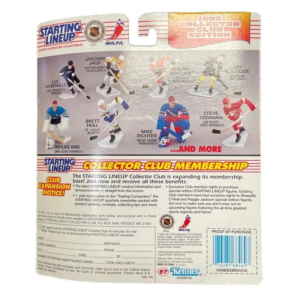 John Vanbiesbrouck Panthers Starting Lineup‎ 1995 Collector Club Edition Figure